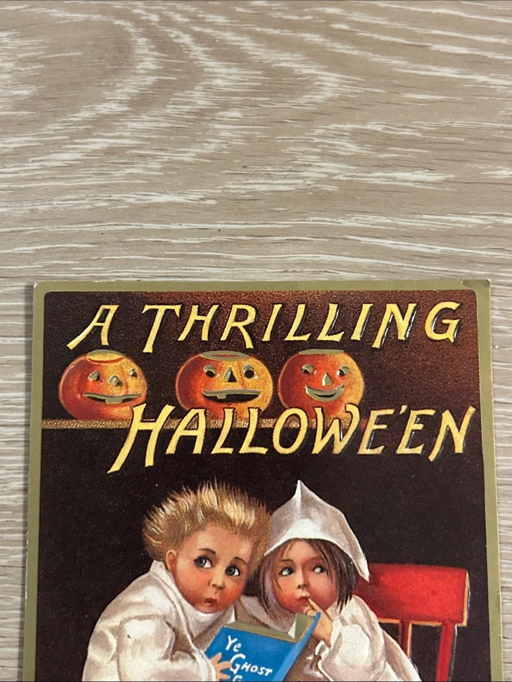 Ellen Clapsaddle Vintage A THRILLING HALLOWEEN Children Halloween Postcard